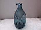 Vintage Blenko Pinched Crackle Glass Decanter Bottle NO Stopper 9" Tall