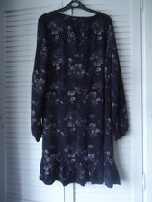 NEXT Dress, Black with white flowers, long sleeves, Size 6, Frills
