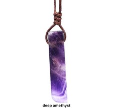 2x Deep Amethyst Crystal Pendant Necklace – Raw Purple Stone Healing Jewelry