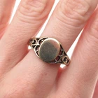 Lind 925 Sterling Silver Gold Plated Vintage Ornate Signet Ring Size 10.75