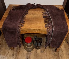 Vintage Suede Leather Chaps with Fringe Western Cowboy Rodeo Brown Sz M