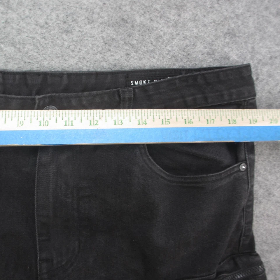 Pantalones de mezclilla cargo Smoke Rise para hombre 36x32 negros ajustados elásticos múltiples bolsillos moto Foto 3 de 4