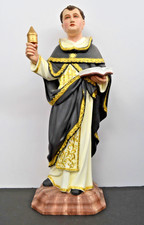 Nice Wood Carved Statue of St. Thomas Aquinas, Painted, 21 1/4