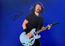 Dave Grohl Hand Signed Foo Fighters Guitar Photo A4 Verified COA - PSA QO CARD