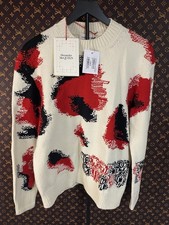 Alexander McQueen Mens Logo Crewneck Sweater Size S Obscured Intarsia Msrp-1850 