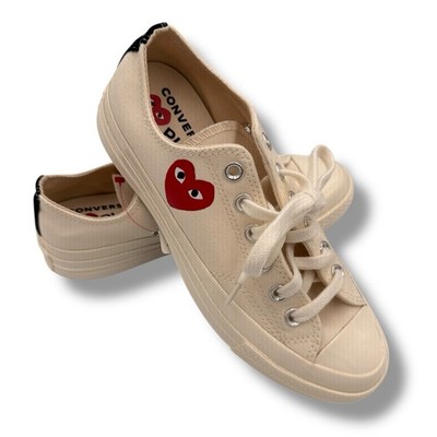 Comme des Garçons Play x Converse Low Top Sneakers Cream BNWT EU 39 Women s 8