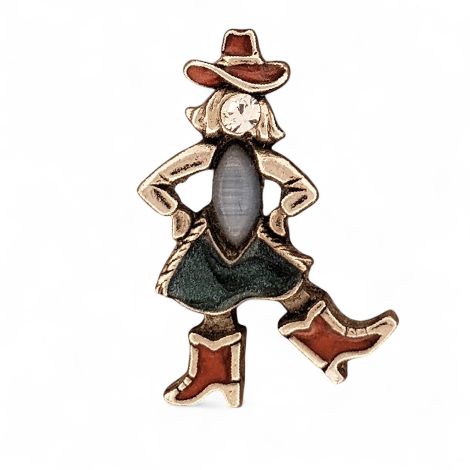 Vintage Western Cowgirl Lapel Pin – Boots & Hat – Southwest Rodeo Style