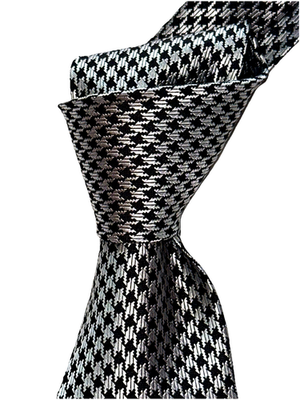 TOM FORD 葉模様 ネクタイ ブラック/シルバー $390 NWT TOM FORD Black & Silver houndstooth check Mens 3.6” Silk