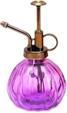 Glass Plant Mister Watering Can Spray Bottles with Top Pump, 6.4" Tall Purple 