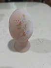 Fenton Hand Painted Art Glass Egg Figurine Floral Signed JK Spindler