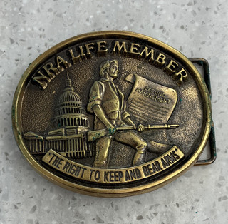 Jedco Solid Brass NRA Life Member Second Amendment Oval Western Belt Buckle