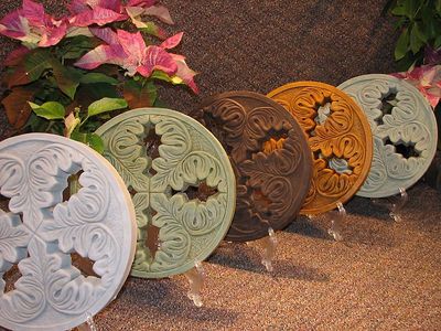 Cast Stone Cement Concrete  Acanthus Leaf  Stepping Stone Outdoor Garden Art
