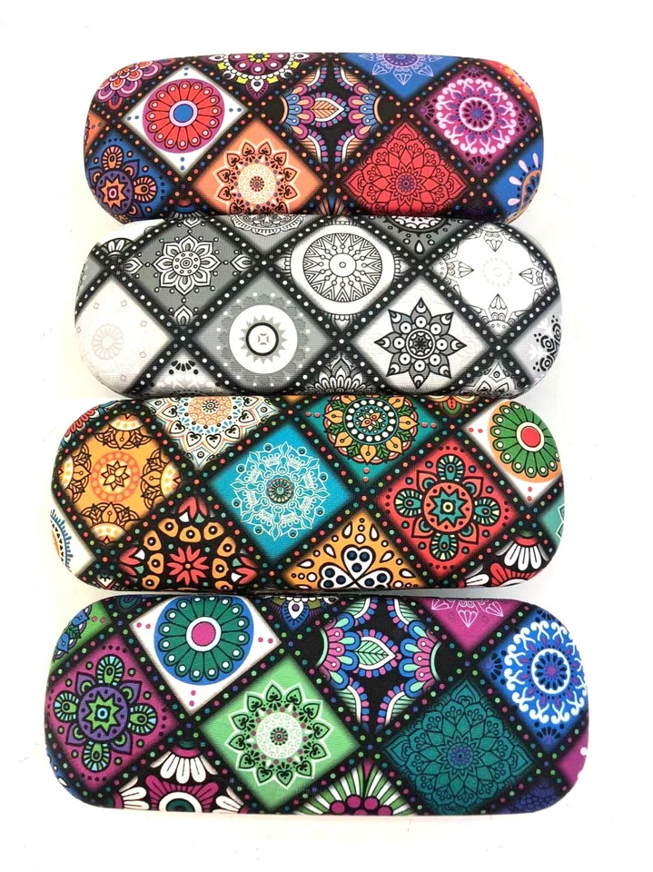 Reading Glasses Hard Cases Leather Cover Boho Bohemian Flower Pattern C46