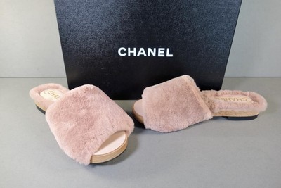 chanel fur mules