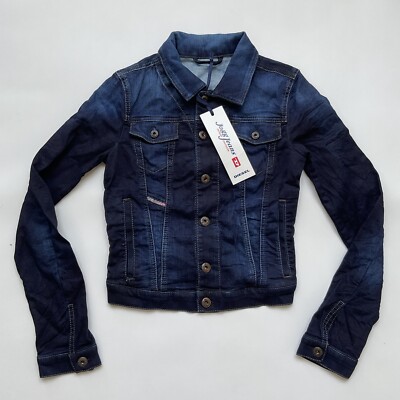 $348 Diesel Women's Fringi-Ne Denim Jacket JoggJeans Division Blue