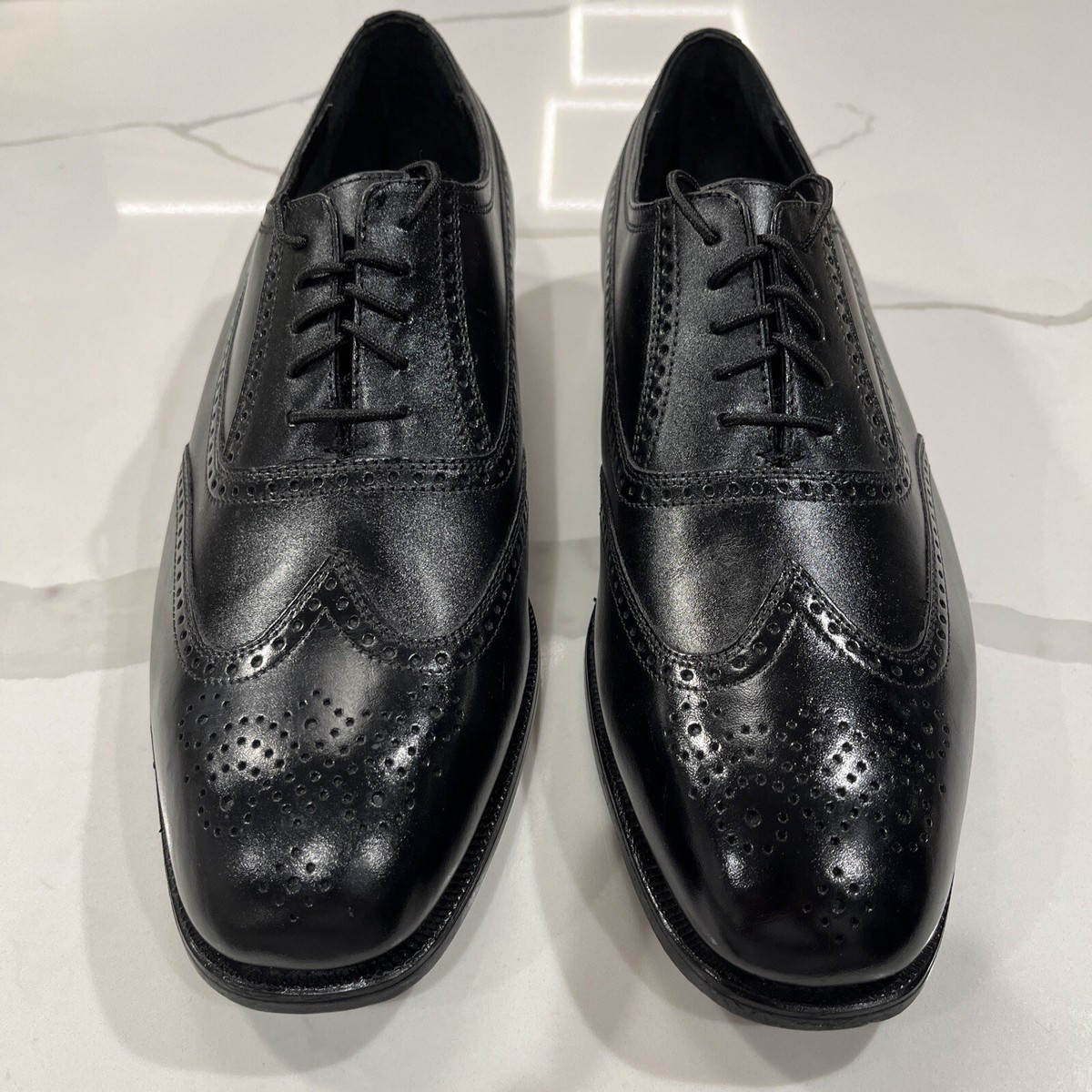 Vintage Hess Sons Baltimore Wingtip Brogue Oxford Dress Shoes Black Leather Vintage 1960s Black Leather Wingtip Oxford Dress Shoes  main image 3