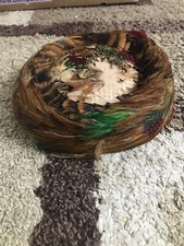 Vintage Union Made Women's Pillbox Church Hat Feathers Netting Multi AA120