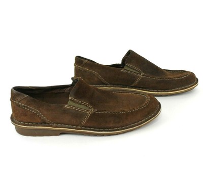 clarks suede slip on loafers