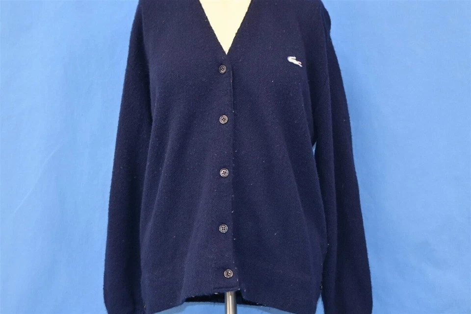 CÁRDIGAN SUÉTER VINTAGE AÑOS 60 HAYMAKER LACOSTE AZUL MARINO LOGOTIPO COCODRILO MUJER L  Foto 2 de 4