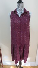 Women's GAP Collared Dropped Waist Dress Burgundy Multicolored Size: M Tall