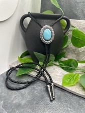 Rodeo Bolo Tie Western Cowboy Black Leather Necktie New Free Ship B2527