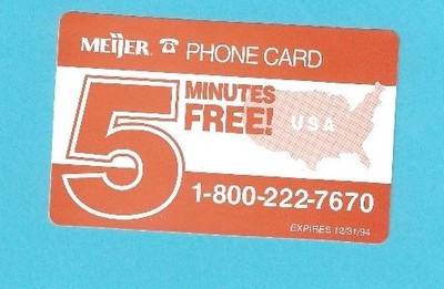 TK 147 Telefonkarte/Phonecard USA Meijer Werbekarte 5 Minutes
