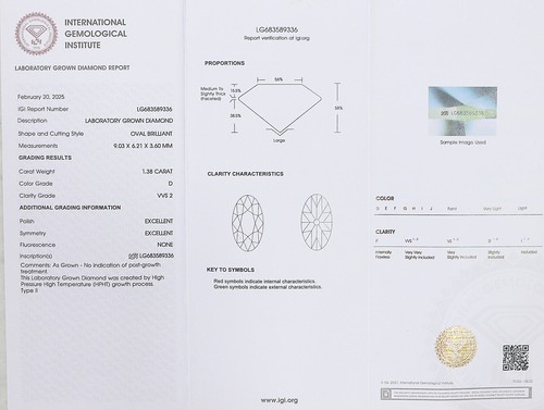 1.38 CT IGI Certified Oval Old European White - D Color VVS2 Clarity Lab Diamond - Picture 10 of 10
