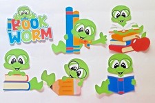 3D UPick BookWorm School Books Title Apple Scrapbook Card Embellishment