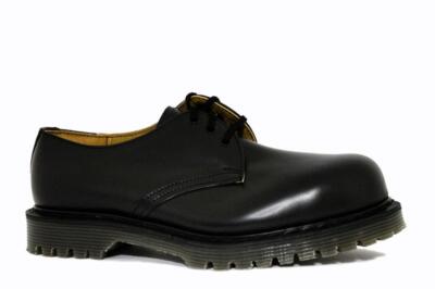 Solovair NPS Shoes Made in England 3 Loch Black Stahlkappe + Naht Ben Shoe