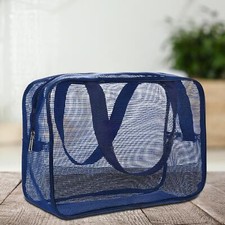 Image of Mesh Toiletry Bag Bathing Bag Portable Large Capacity Shower Essentials Zipper