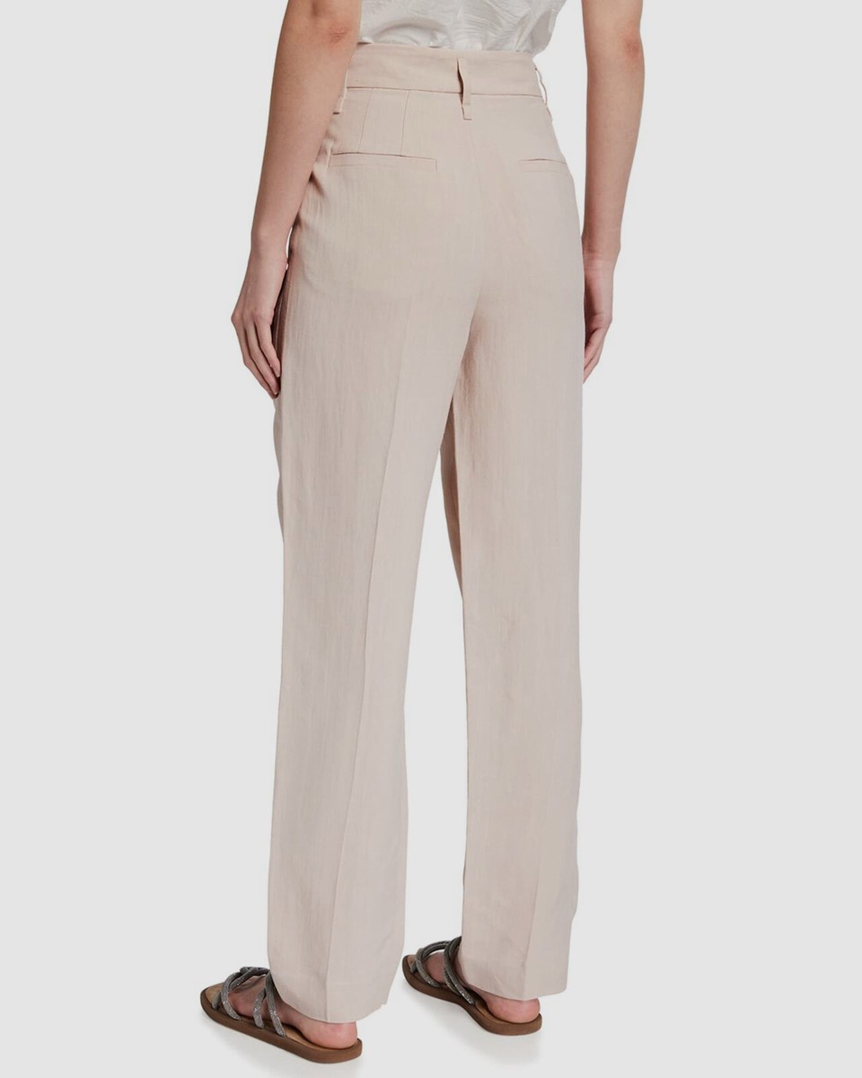 $1095 Brunello Cucinelli Women's Pink High-Rise Linen Pants