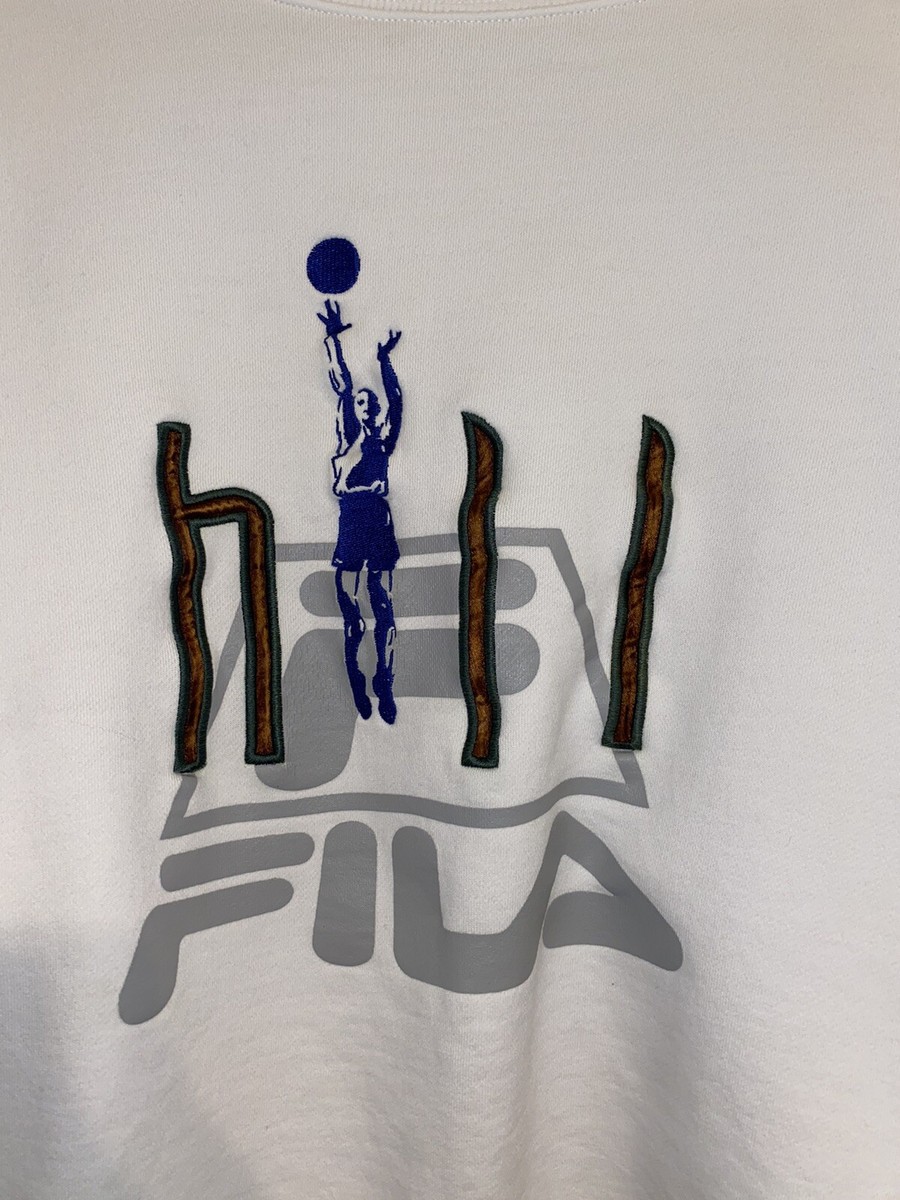 Vintage Fila Grant Hill Sweatshirt XL White Basketball 90s NBA Embroidered