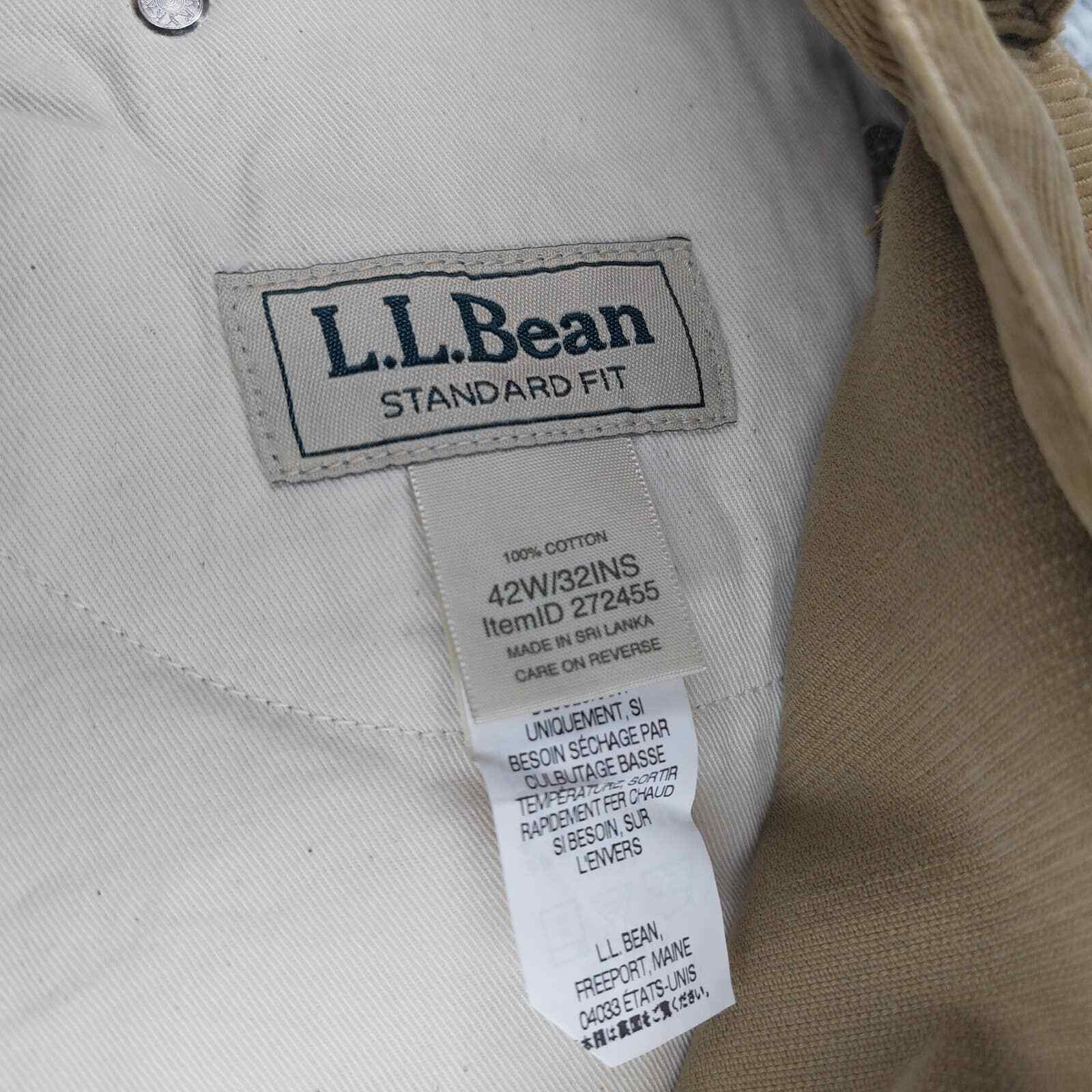 L.L. Bean Men's Corduroys Pants Tan Standard Fit Size 42 Casual Indie
