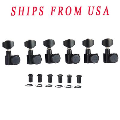 KAISH Black 6 Inline 2 Pin Locking Tuning Keys Tuners Fits USA Fender ST Quality