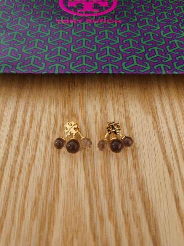 Женские серьги Tory Burch из смолы спереди сзади ограниченный выпуск редкие редкие двойные T Lo - Изображение 3 из 4