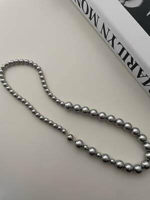 Collar de bolas de plata gris true cáñamo 014