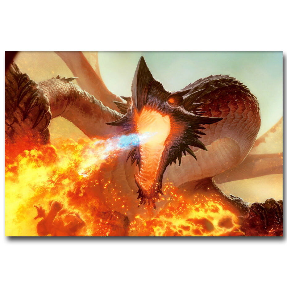Dragon Fire Fantasy Art Wall Poster Print 75408 US