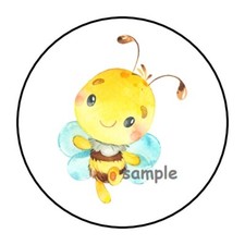 30 CUTE BABY BUMBLE BEE ENVELOPE SEALS LABELS STICKERS 1.5" ROUND WATERCOLOR