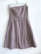 J CREW Mauve Textured Strapless Pleated Dress Lined Pockets Size 4