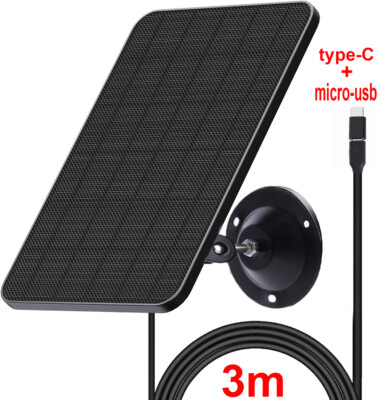 10W Solarpanel für Überwachungskamera Türklingel Solarmodul 5V USB & USB-C