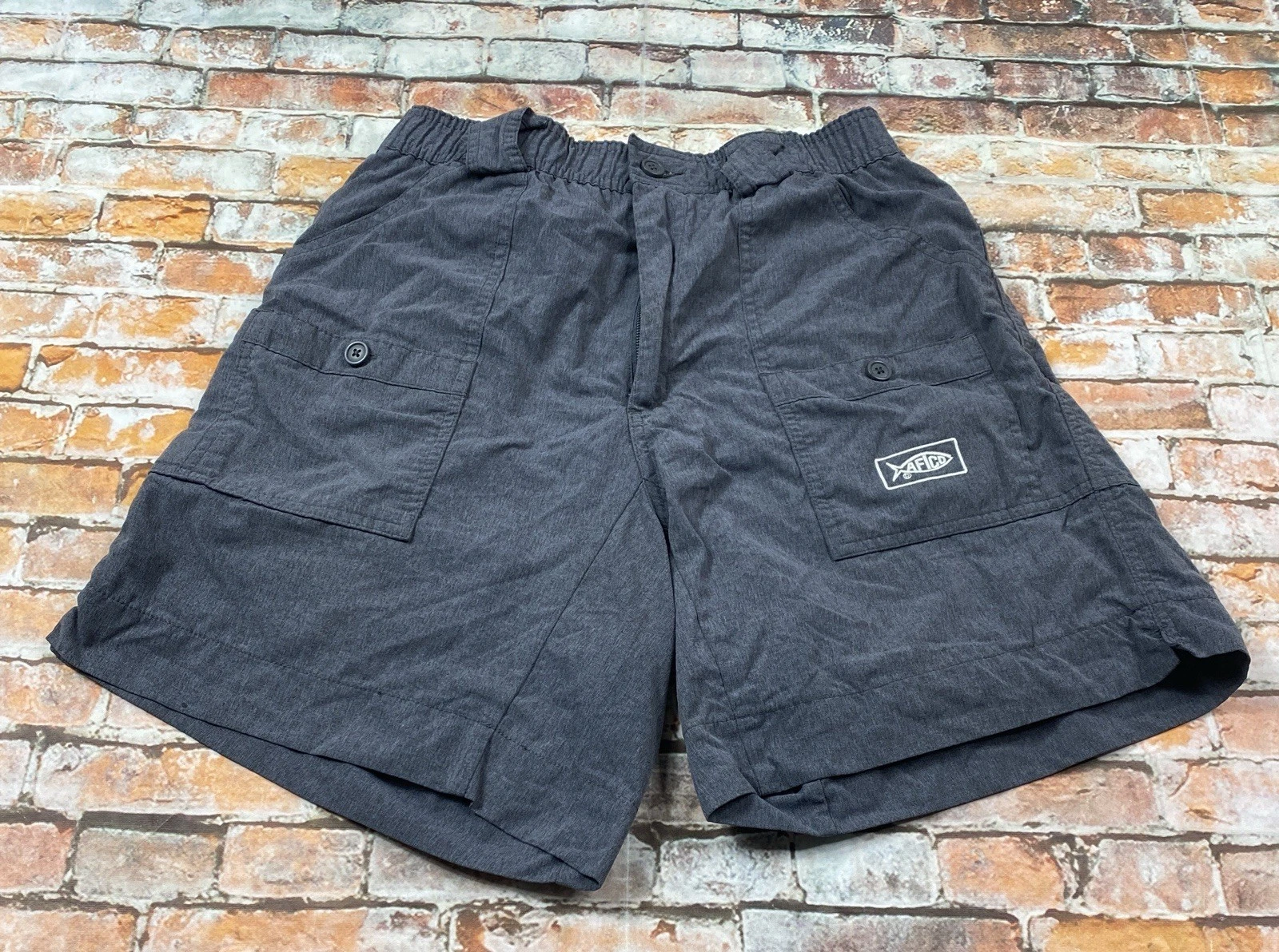 Aftco Shorts Adult 30 Gray Cargo 8" Fishing Preppy Boating Boat Outdoors Mens