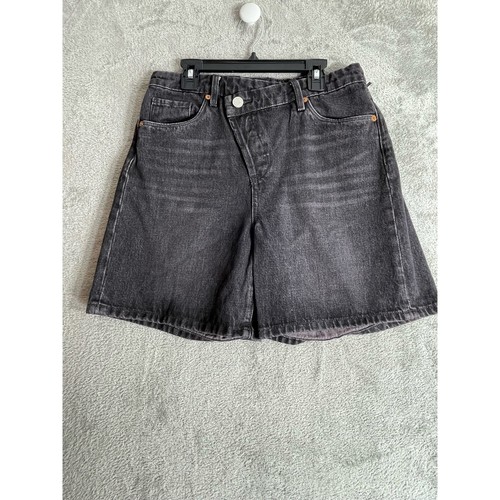Blank NYC Denim Shorts Size 28 Vintage Black Button Fly Grunge Asymmetric NWT