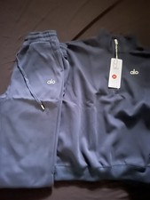 Alo Women's Navy Jogger Tracksuit Set M Sweatshirt Sweatpants