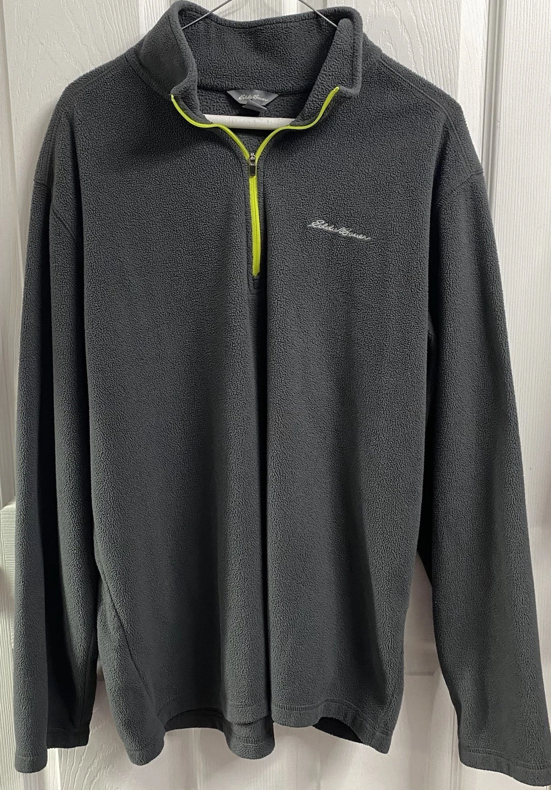 Eddie Bauer Mens Gray Lightweight Fleece Jacket Quarter Zip Sz. L
