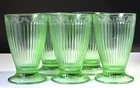 Jeanette Green Depression Glass Footed Tumblers *Carnation Dairy Giveaway* (5)