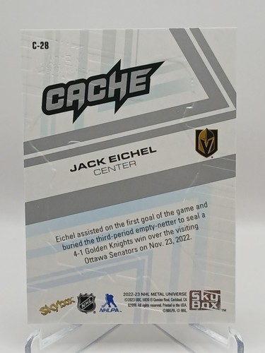 2022-23 Metal Universe C-28 Jack Eichel Cache Insert – Vegas Golden Knights - Picture 2 of 2