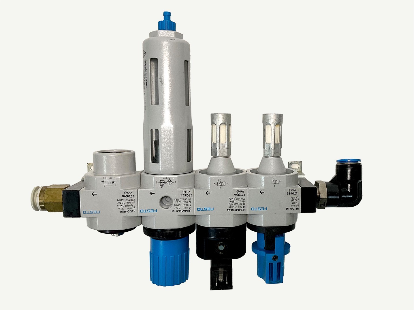 Festo Pneumatic Air Preparation Unit FRL Mini Filter Regulator Lubricator 24VDC