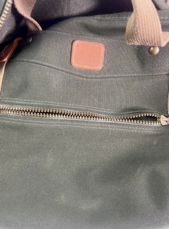 Vintage Canvas Rolling Duffle Bag (30”), Green & Plaid Weekender Tote- Lot Of 2  - Image 4 of 4