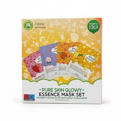 ESFOLIO Pure Skin Glowy Essence Mask Set strawberry peach vitamin C Korea