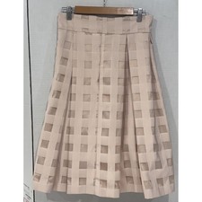Eliza J Blush Pink Lattice Pleated Midi Skirt Size 6 Sheer Check A-Line